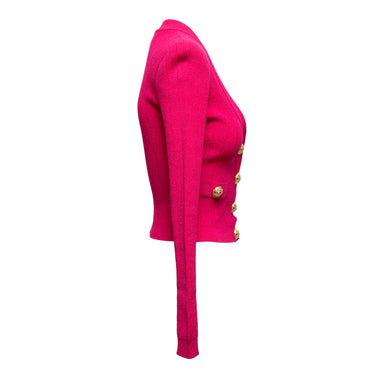 Hot Pink Balmain V-Neck Cardigan Size FR 34 - Designer Revival