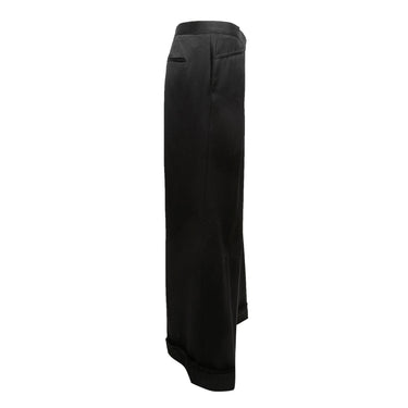 Black Chanel Cuffed Wool Trousers Size FR 50 - Designer Revival