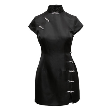 Black Sau Lee Cheongsam-Inspired Mini Dress Size US 4 - Designer Revival