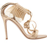 Gold & White Gianvito Rossi Leather Fringe Heeled Sandals Size 40 - Designer Revival