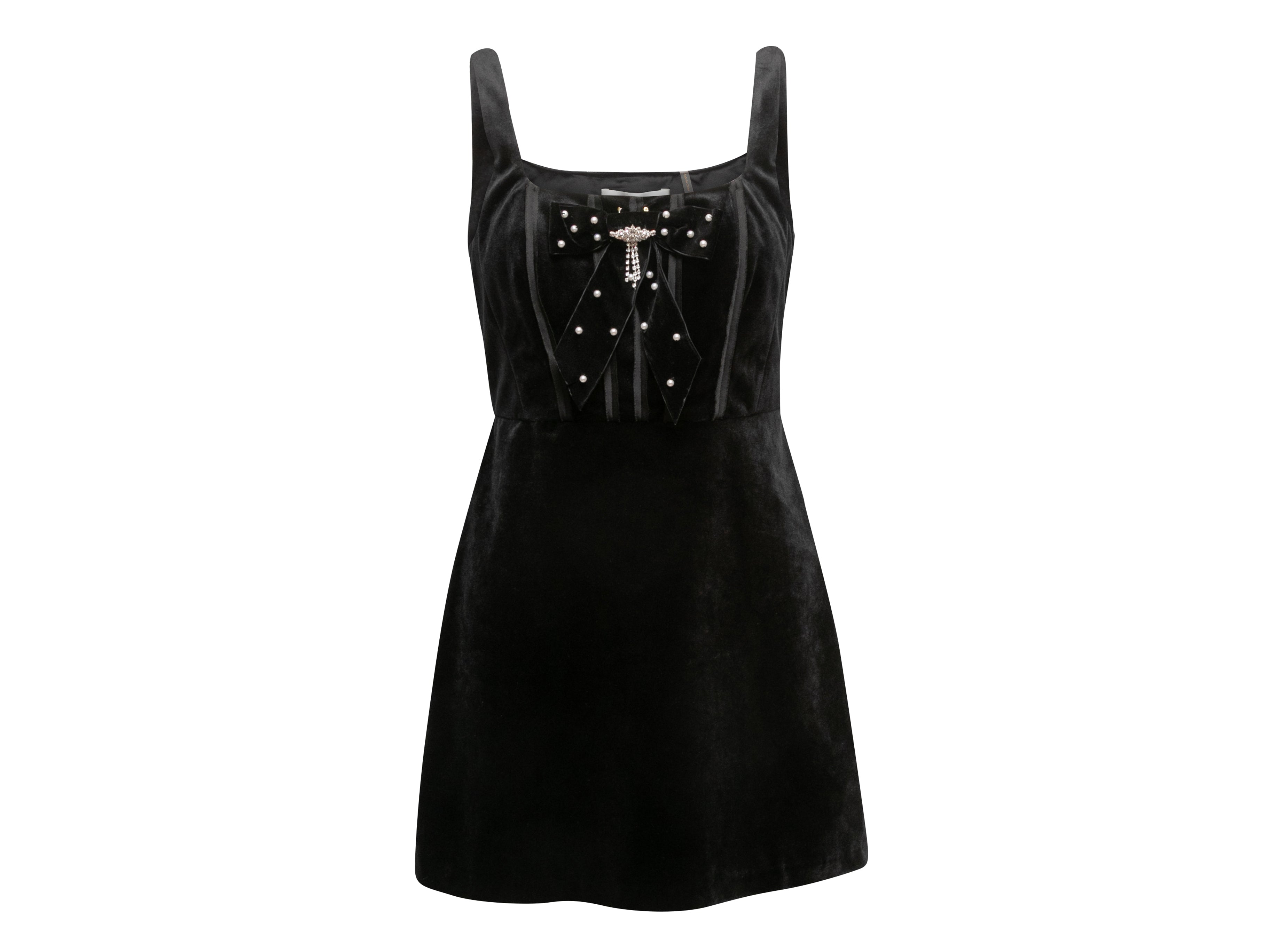 Black LoveShackFancy Velvet Bow Mini Dress Size US 6 - Atelier-lumieresShops Revival