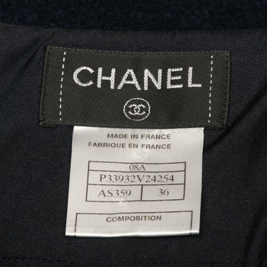 Navy Chanel Fall/Winter 2008 Wool Skirt Size FR 36 - Designer Revival