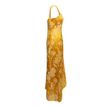 Vintage Yellow Branell Floral Jacquard Gown Size US M/L - Designer Revival