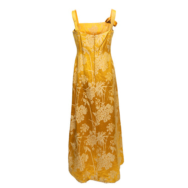 Vintage Yellow Branell Floral Jacquard Gown Size US M/L - Designer Revival