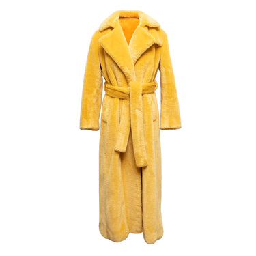Yellow Maison Atia Genevieve Faux Fur Coat Size 1 - Designer Revival