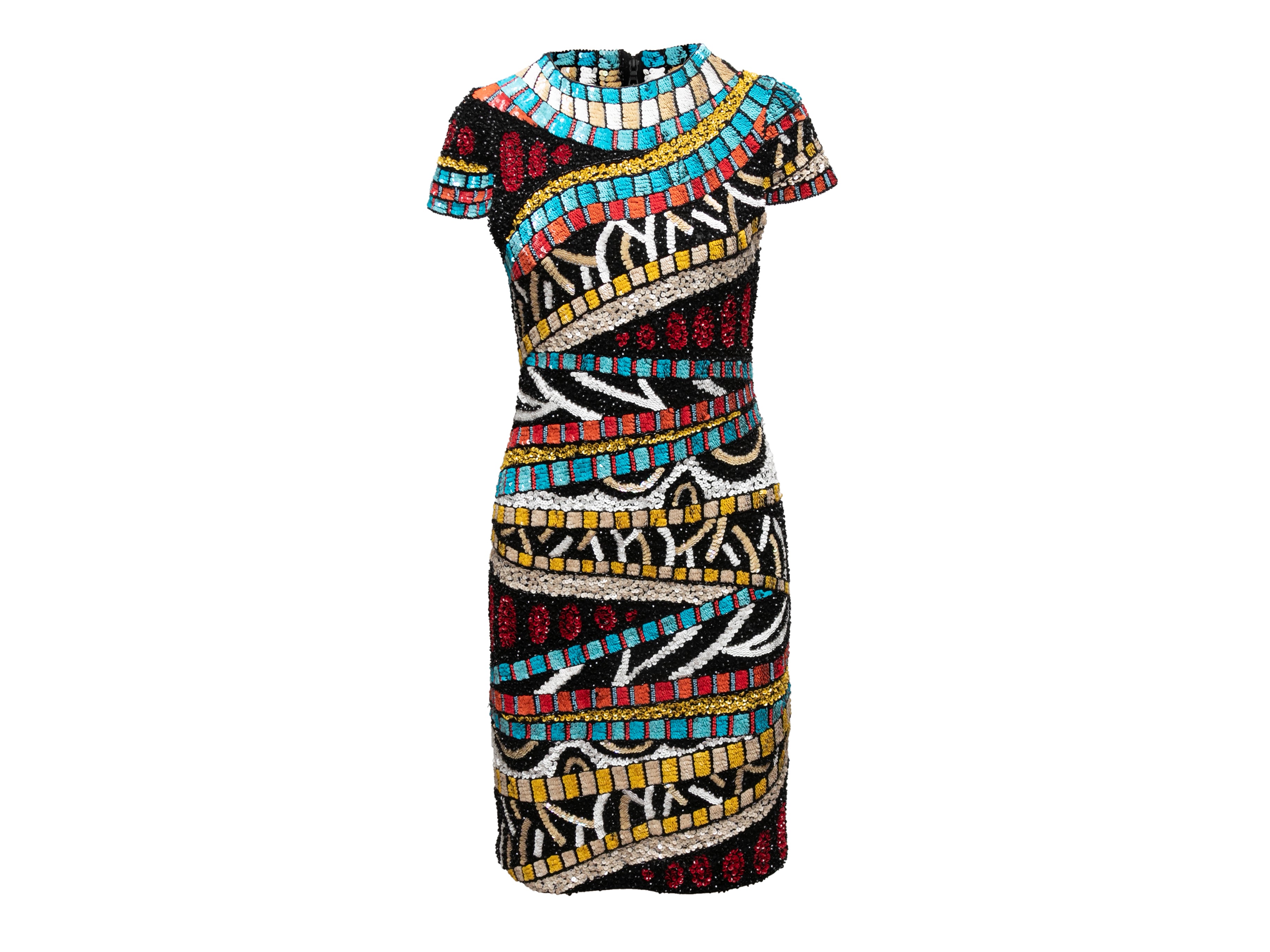 Black & Multicolor Alice + Olivia Beaded Dress Size US 10 - Designer Revival
