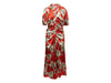 Red & Multicolor Ganni Silk Rose Print Maxi Dress