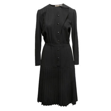 Vintage Black Valentino Boutique Pleated Long Sleeve Dress Size US M - Designer Revival