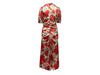 Red & Multicolor Ganni Silk Rose Print Maxi Dress