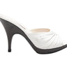White Chanel Heeled Leather Sandals Size 37 - Designer Revival