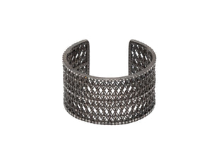 Silver-Tone Intricate Rhinestone-Embellished Cuff Bracelet