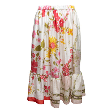 White & Multicolor Comme Des Garcons Girl Floral Print Skirt Size US M - Designer Revival