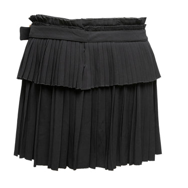 Black Alexander McQueen Pleated Buckle Mini Skirt Size IT 38 - Designer Revival