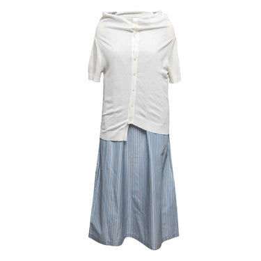 White & Light Blue Tricot Comme Des Garcons Layered Dress Size US S - Designer Revival