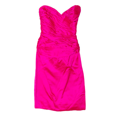 Vintage Hot Pink Vicky Tiel Strapless Silk Dress Size US 8 - Designer Revival