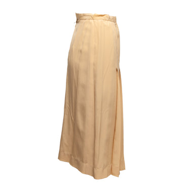 Vintage Beige Chanel Silk Midi Skirt Size FR 38 - Designer Revival