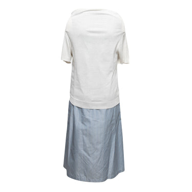 White & Light Blue Tricot Comme Des Garcons Layered Dress Size US S - Designer Revival