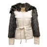 Vintage White & Charcoal Omo Norma Kamali Silk & Faux Fur Jacket Size US XS - Designer Revival