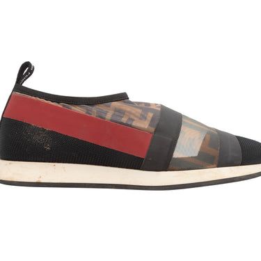 Black & Multicolor Fendi Mesh Zucca Slip-On Sneakers Size 38