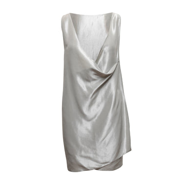 Vintage Silver Zoran Silk-Blend Mini Dress Size US M - Designer Revival