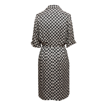 Vintage Black & White Yves Saint Laurent Floral Print Dress Size EU 40 - Designer Revival