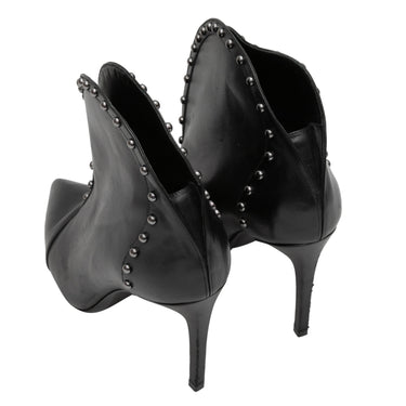 Black Balmain Pointed-Toe Studded Ankle Boots Size 37