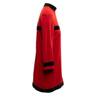 Vintage Red & Black Chanel Boutique Velvet Mini Dress Size FR 36 - Designer Revival