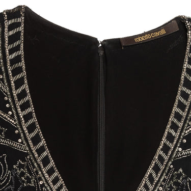 Black Roberto Cavalli Long Sleeve Beaded Dress Size M - Designer Revival