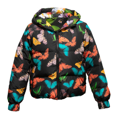 Multicolor Alice + Olivia Reversible Printed Hooded Puffer Jacket Size US S