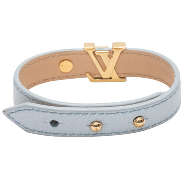 Light Blue Louis Vuitton Leather Logo Bracelet - Designer Revival