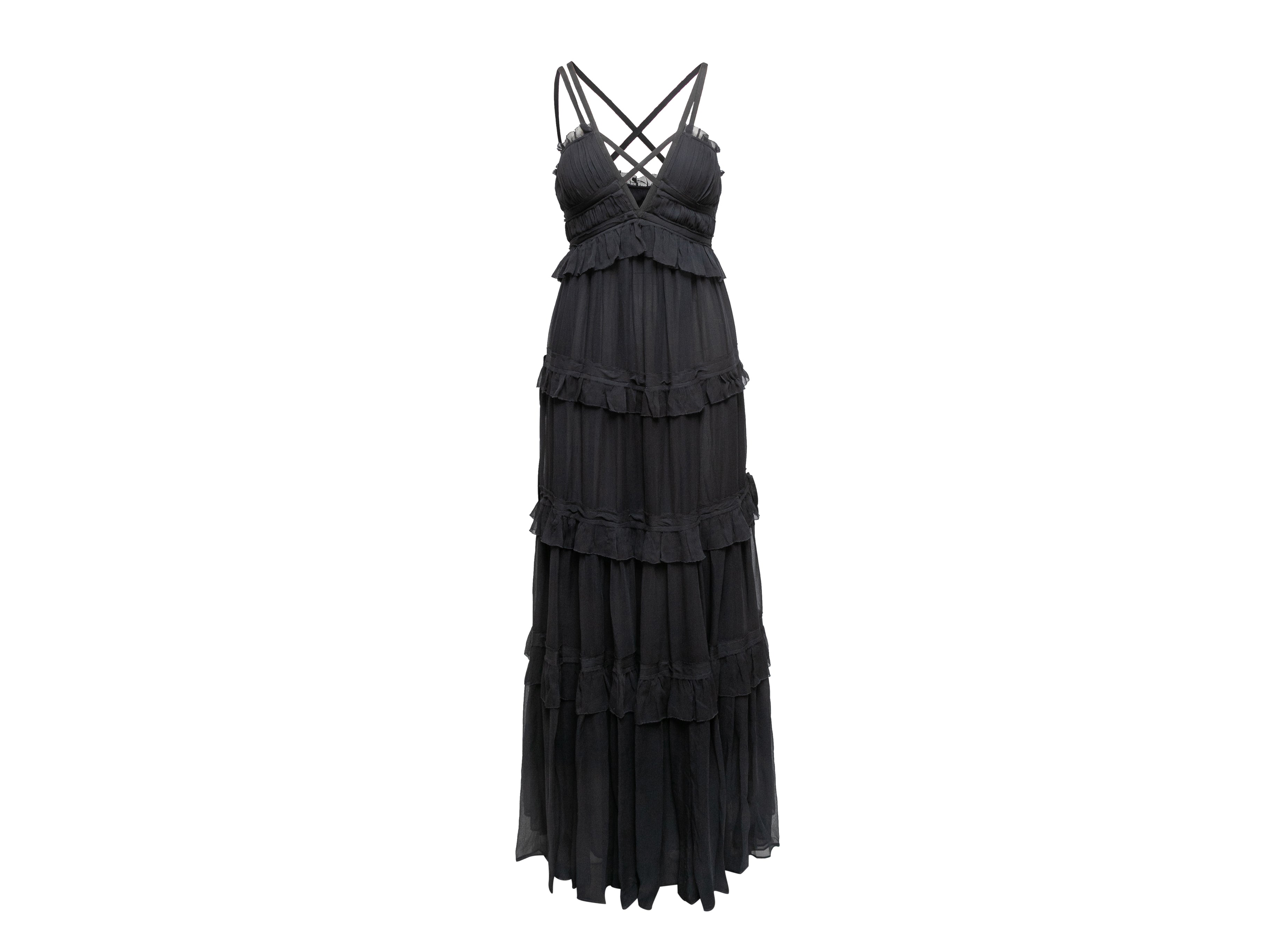 Navy Ulla Johnson Fall/Winter 2022 Agathe Silk Dress Size US 2 - Designer Revival