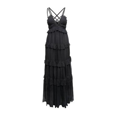 Navy Ulla Johnson Fall/Winter 2022 Agathe Silk Dress Size US 2 - Designer Revival