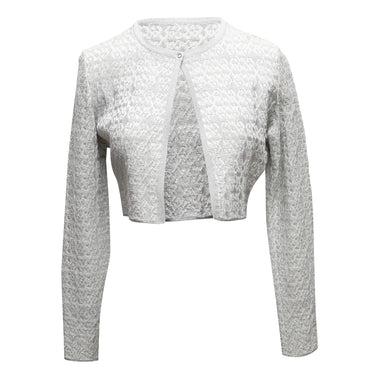 Silver Alaia Cropped Cardigan Size FR 42 - Designer Revival