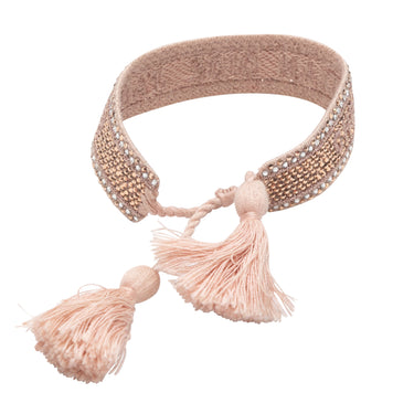 Pink Christian Dior Woven Crystal-Embellished Bracelet - Designer Revival