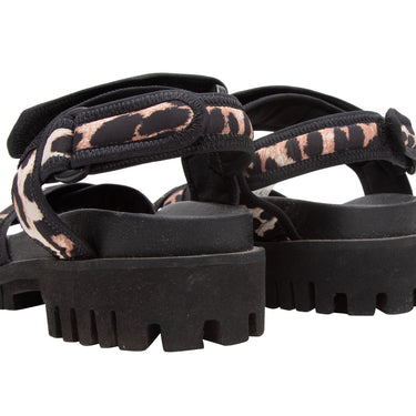 Black & Tan Ganni Leopard Print Lug Sole Sandals Size 40