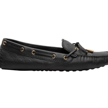 Black Louis Vuitton Embossed Monogrammed Driving Loafers Size 39 - Designer Revival