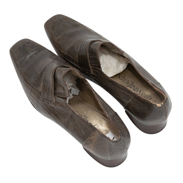 Vintage Olive Yves Saint Laurent Lizard Loafers Size 37 - Designer Revival