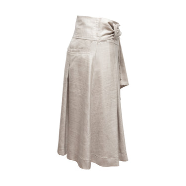 Grey Issey Miyake Linen Pleated Skirt Size US 6