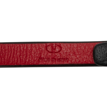 Black Valentino Leather Logo Bracelet - Designer Revival
