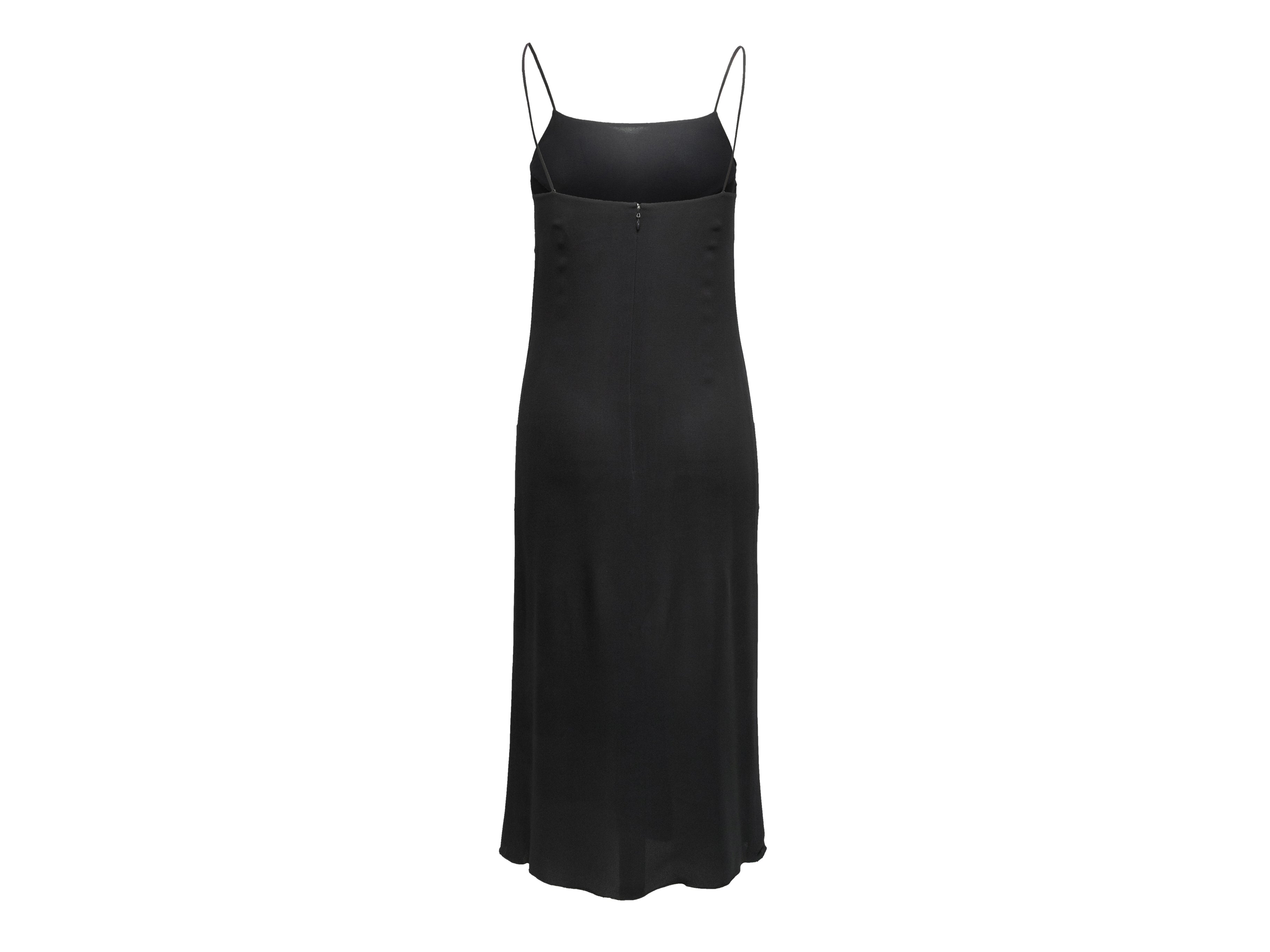 CHANEL Vintage 97P BLACK CC LOGO RUFFLED SILK DRESS Silk lining FR38- FR34
