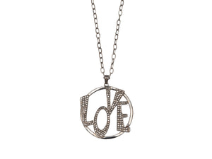 Silver Jennifer Miller Pave Diamond Love Necklace