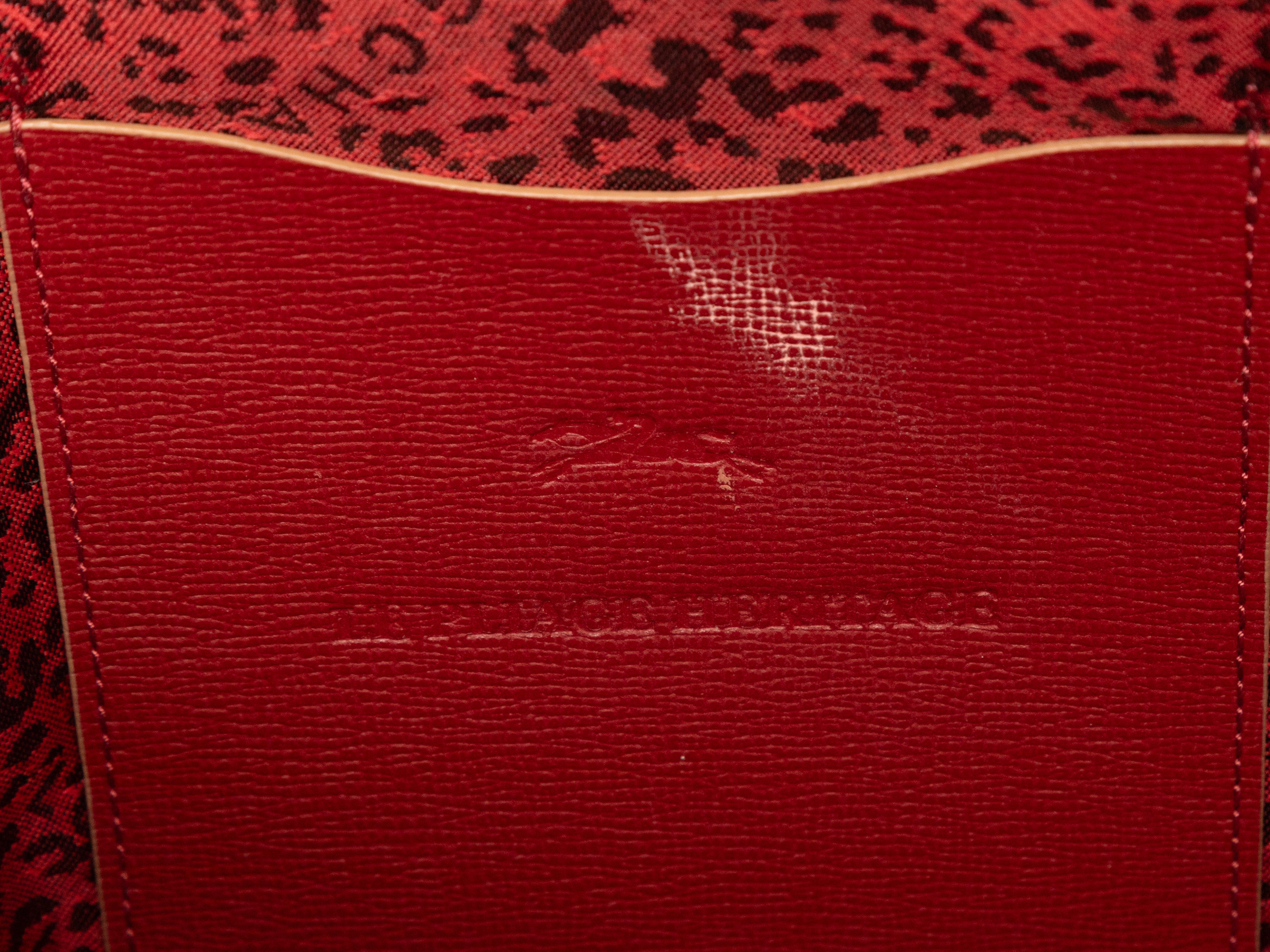 Red Longchamp Le Pliage Leather Tote - Designer Revival