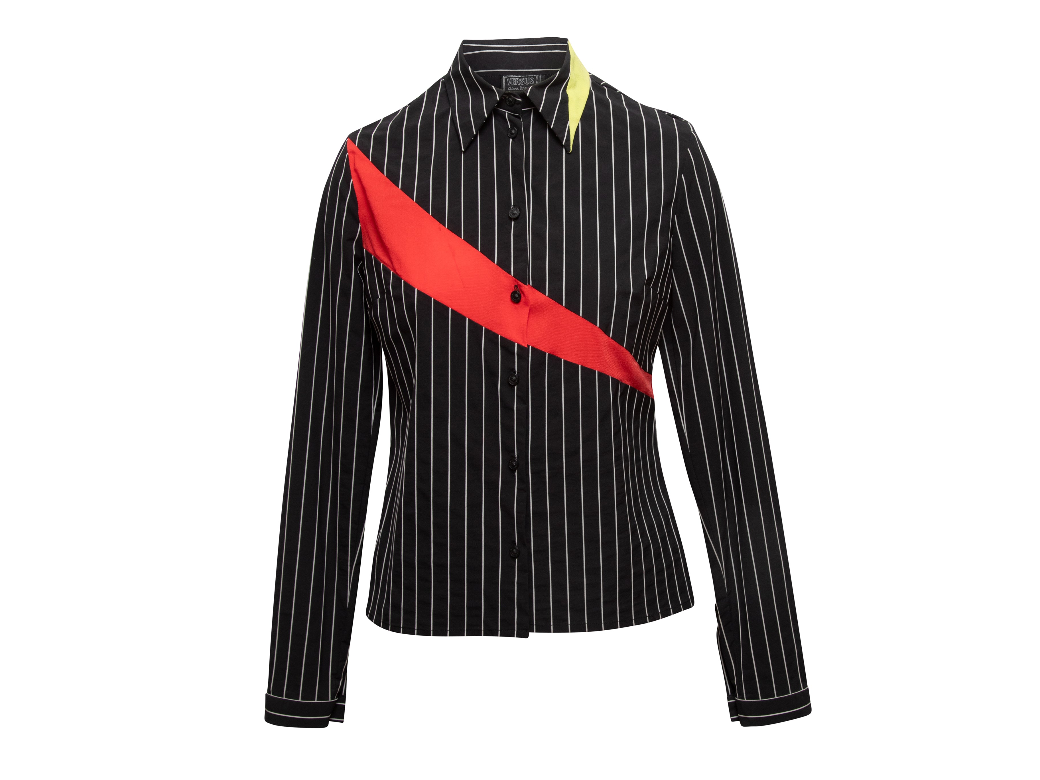Black & Multicolor Versus Gianni Versace Striped Button-Up Top Size S - Designer Revival