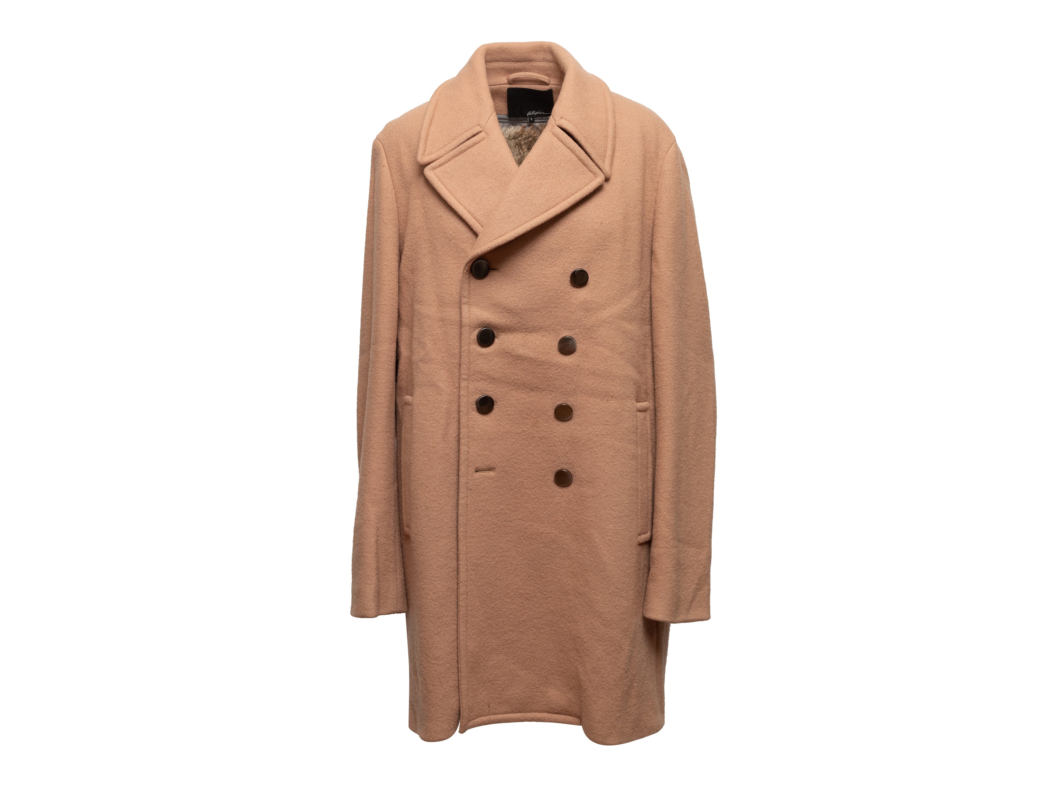 Tan Phillip Lim Wool Double-Breasted Fur-Lined Coat Size S - Designer Revival