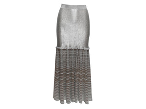 Silver Alexander McQueen Metallic Knit Maxi Skirt