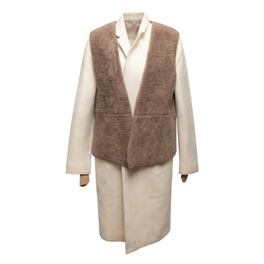 Cream Phillip Lim Coat & Shearling Vest Size S - Designer Revival