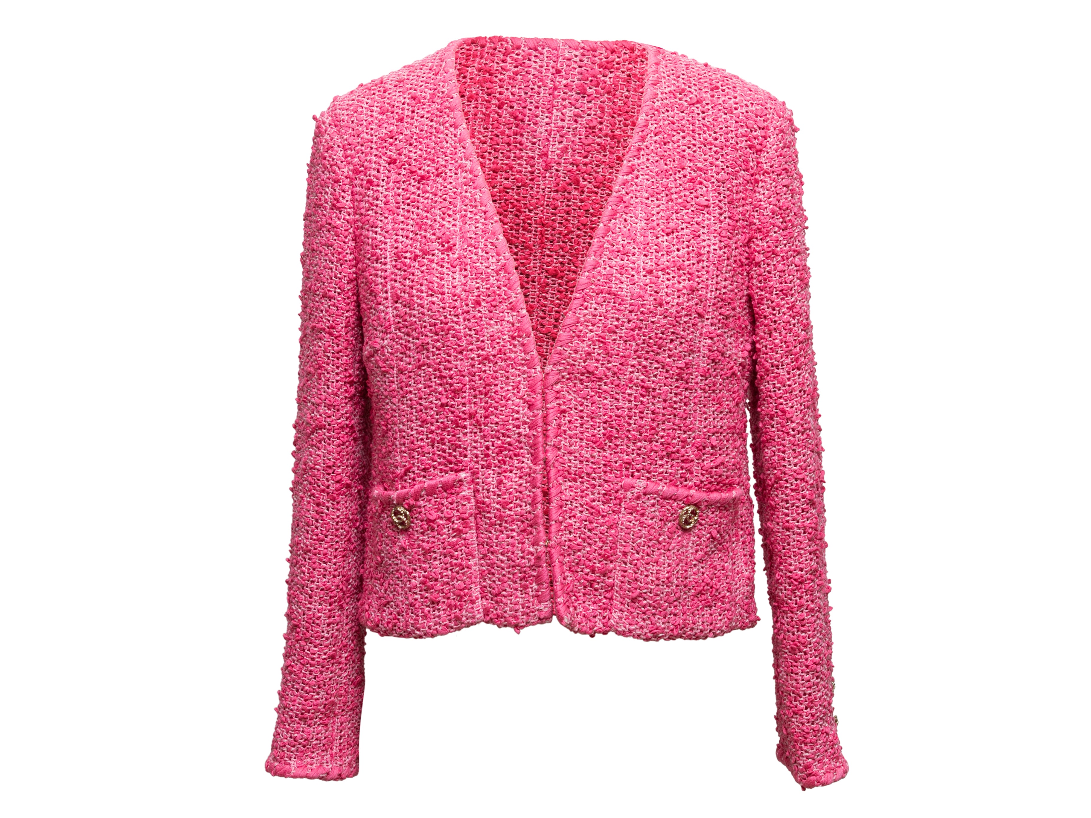 Pink Chanel Spring/Summer 2021 Tweed Jacket Size EU 38 – Designer