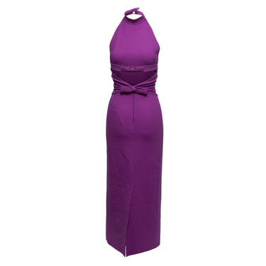 Purple Oscar de la Renta Bow Halter Dress Size US S - Designer Revival