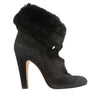 Black Sarah Flint Mink-Trimmed Suede Ankle Boots Size 40 - Designer Revival