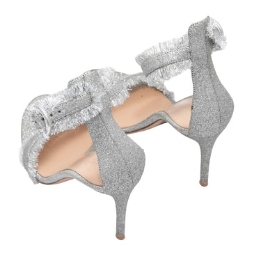Silver Gianvito Rossi Glitter Sandals Size 40 - Designer Revival